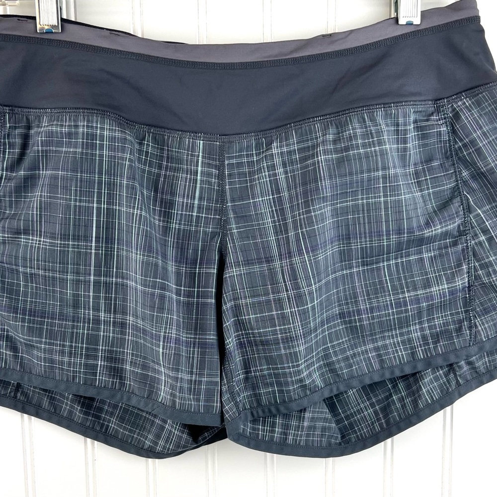 Lululemon Gray Plaid Coal Run Speed Shorts Size 8